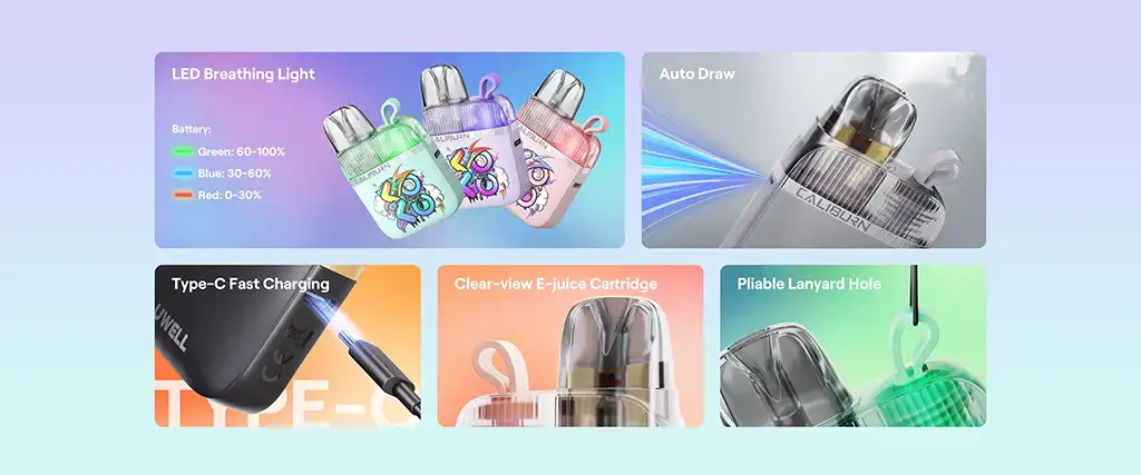 Uwell Calliburn G3 Lite Koko Key Features