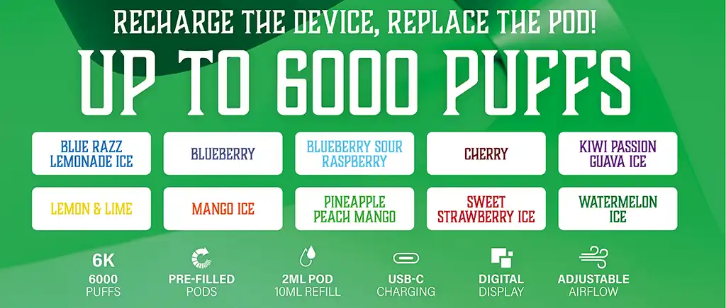 Drifter 6K Prefilled Pod Kit Specifications