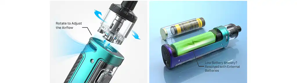 Aspire Veynom EX Vape Kit Airflow and Battery specs