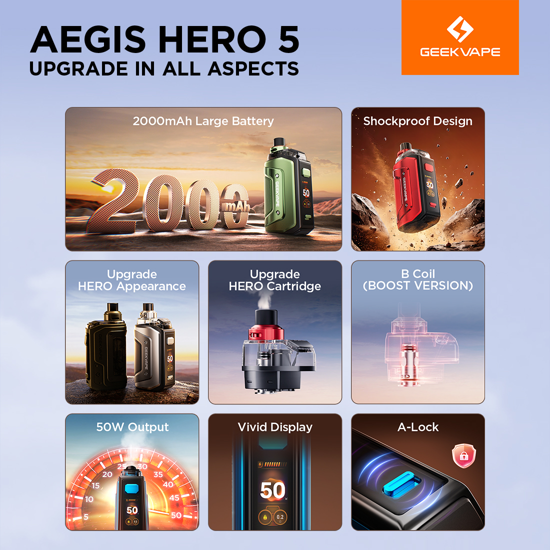 Geekvape Hero 5 Vape Pod Kit Specifications