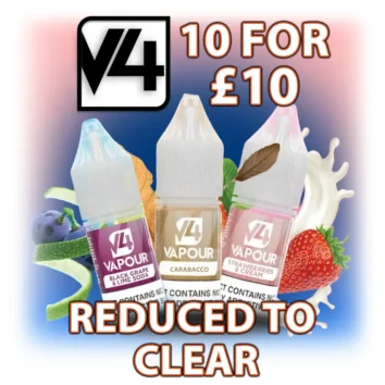 V4 Vapour 10ml eLiquid Reduced To Clear 10 for £10