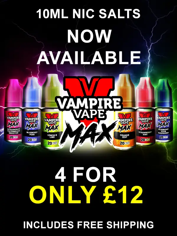 Vampire Vape Max 10ml Nic Salts 4 For £12